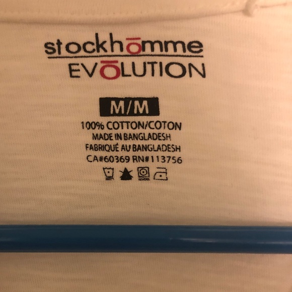 Stockhomme Long Sleeve White Shirt with Chest Pocket Unisex Men or Women Fit - Picture 2 of 3